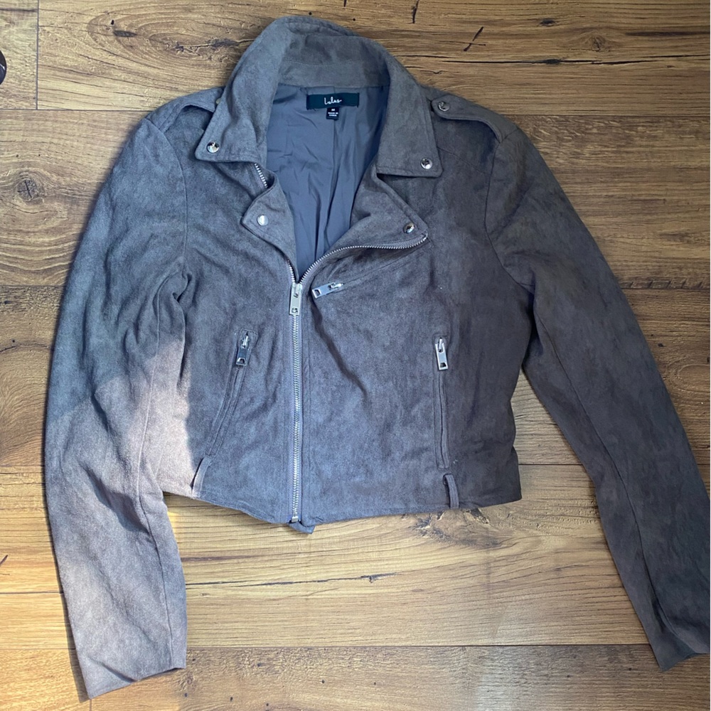 Lulu's Women’s Zip-Up Moto Jacket in brown